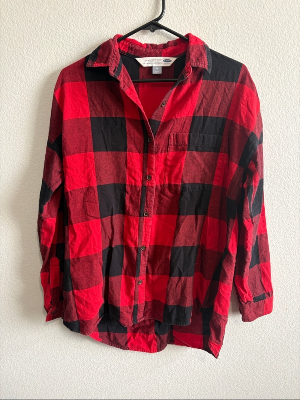 Old Navy Red and Black Plaid Button-Down Shirt